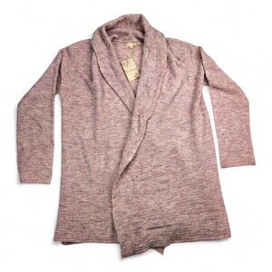 Hem & Thread Shawl Collar Open Cardigan - Pink Heather M